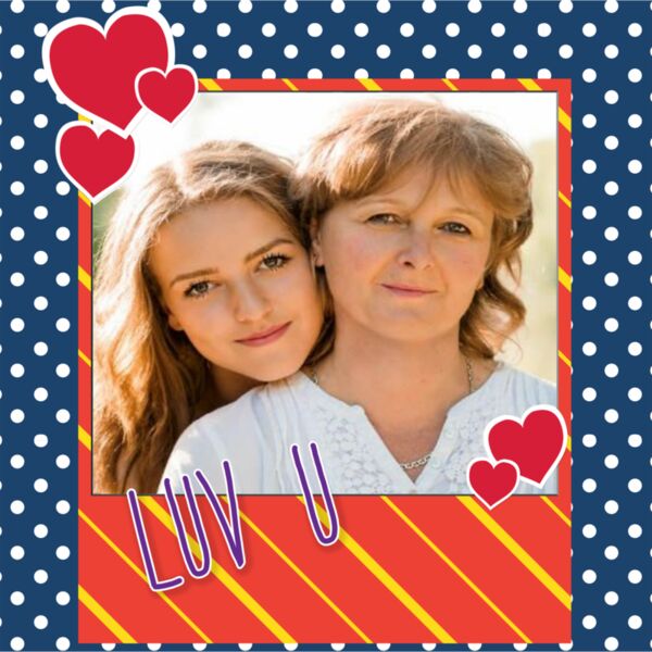 LUV U MOM, Photo Frame with Customizable Image, Mother's Day, Mother, MOM - BPF-005 Thumbnail