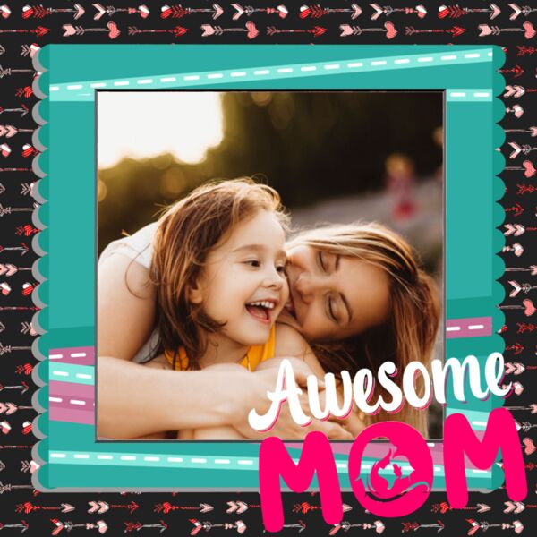Awesome MOM, Photo Frame with Customizable Image, Mother's Day, Mother, MOM - BPF-007 Thumbnail